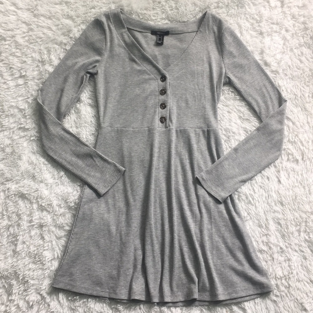 Forever 21 Gray Long Sleeve Dress